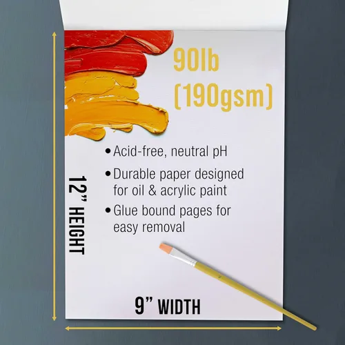 Vista 3 de U.S. Art Supply Bloc de pintura al óleo de alta calidad de 9 x 12 pulgadas (paquete de 2, 30 hojas en total) – 90 libras (6.70 oz/m²) – Papel pastel
