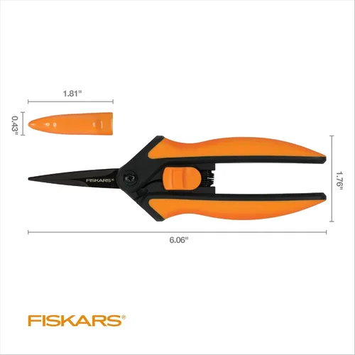 Vista 6 de Fiskars 399241-1002 Tijeras de podar con micro puntas, cuchillas antiadherentes, 2 unidades, naranja