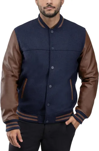Vista 11 de X RAY Chaqueta Varsity para hombre, chaquetas casuales de béisbol Letterman para hombre Negro/Negro - 83006