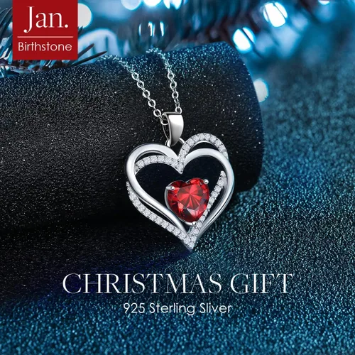Vista 4 de CDE Collares de corazón para mujer, plata esterlina 925, dije de piedra natal, aniversario, cumpleaños, Navidad, día de San Valentín, joyería