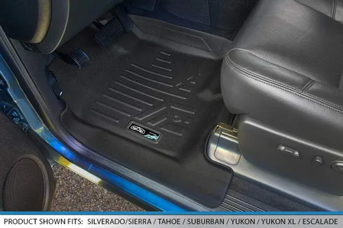 Vista 2 de SMARTLINER Juego de tapetes de piso de recubrimiento, de 2 filas, para Chevrolet Silverado 1500 2007-2013