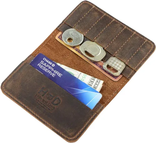 Vista 3 de Hide & Drink, Tarjetero de cuero y soporte para llaves, organizador de efectivo, cartera de bolsillo frontal, accesorios diarios, hecho a mano.