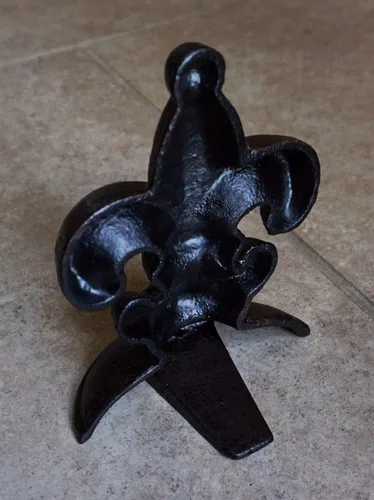 Vista 7 de Lulu Decor, Tope de puerta de flor de lis, hierro fundido, 2 libras, tope de puerta (negro antiguo)