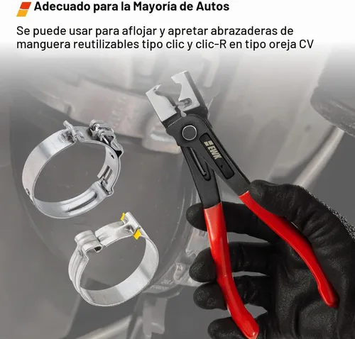 Vista 6 de EWK Clic & Clic-R Alicates de abrazadera de manguera, herramienta de abrazadera de arranque CV con diseño de resorte con una sola mano