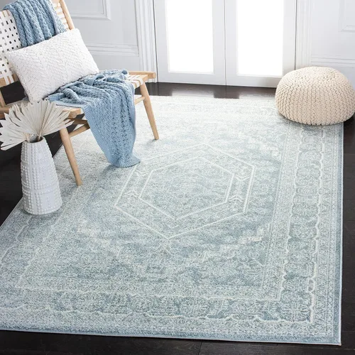 Vista 99 de SAFAVIEH ADR108B - Tapete de la colección Adirondack, 2 pies 1 pulgada x 6 pies, marfil y plateado, diseño de medallón oriental, no desprende