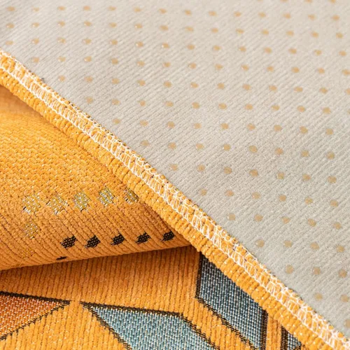 Vista 7 de Funda de sofá de chenilla para sofá modular, diseño geométrico bohemio y jacquard antideslizante, protector de muebles para niños, perros y Naranja