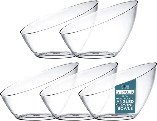 Vista 8 de Posh Setting Cuencos desechables de plástico negro, cuencos en ángulo, cuenco para dulces en ángulo, aperitivos de plástico y cuencos para papas