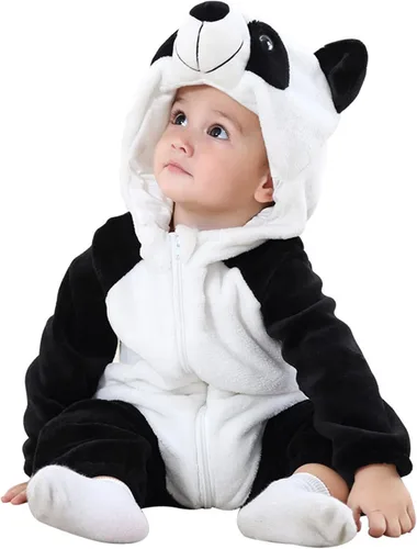 Vista 60 de Mameluco unisex de franela para bebé, disfraz de animal con capucha de dibujos animados