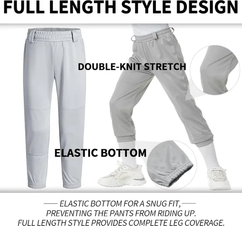 Vista 2 de QBK 2T3T4T5T - Pantalones de béisbol para niños pequeños, pantalones de sóftbol para niña, pantalones de béisbol para niños, pantalones de béisbol