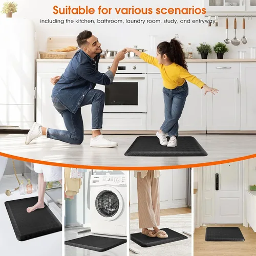 Vista 4 de Tapetes de cocina extra gruesos de 4/5 pulgadas para piso, antideslizantes, antifatiga, tapete de fregadero impermeable resistente a las manchas