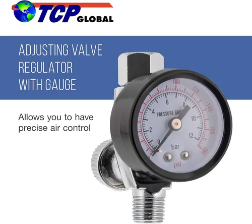 Vista 2 de TCP Global válvula con regulador y calibre para rociador y herramientas de Pnuematic (1/4"NPT)