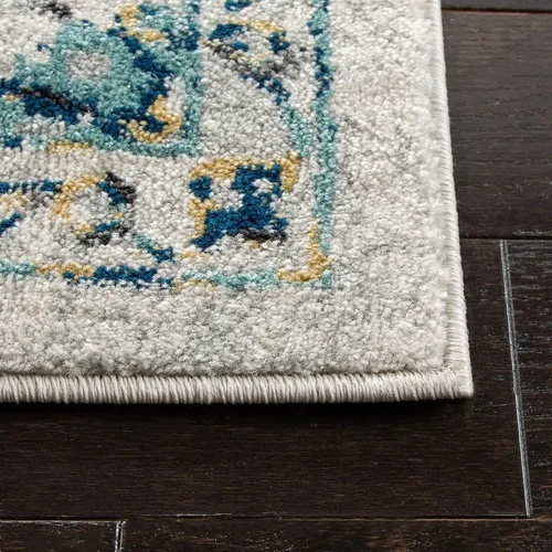 Vista 4 de SAFAVIEH Evoke Collection - Alfombra de 8 x 10 pulgadas, grande, color marfil y azul, diseño bohemio, no desprende pelusa y es fácil de limpiar