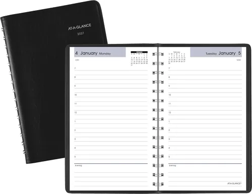 Vista 8 de AT-A-GLANCE Agenda de citas 2027, diario, 5 x 8 pulgadas, por hora, DayMinder, negro (SK440027)