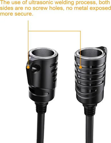 Vista 7 de Cable de extensión para encendedor de cigarrillos, 4 pies/12 V/120 W/15 A, compatible con bomba de compresor de aire e inflador de neumáticos