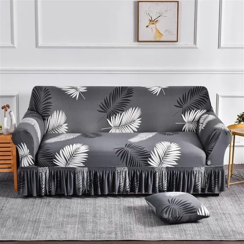 Vista 18 de MIPOPS Funda de sofá estampada elástica para sillón, fundas con patrón con falda lavable, protector de muebles de elastano para sala de estar