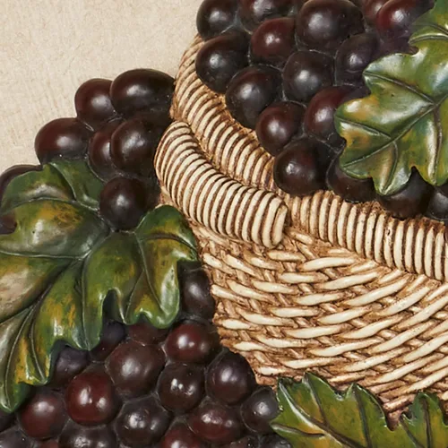 Vista 5 de Touch of Class Decoración de pared para vino, picnic, viñedo, uvas, múltiples tierras, resina, morado, verde, bronceado, uvas, copas rellenas