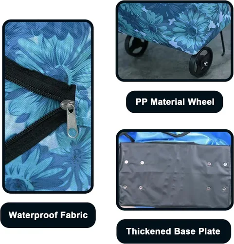 Vista 3 de Bolsa de compras plegable con ruedas, bolsas de carretilla plegables, bolsas de comestibles, carrito de compras, para compras, viajes de picnic
