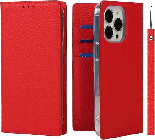 Vista 10 de iCoverCase Funda tipo cartera compatible con iPhone 13 Pro Max con tarjetero y correa para la muñeca, bloqueo RFID, funda magnética para teléfono