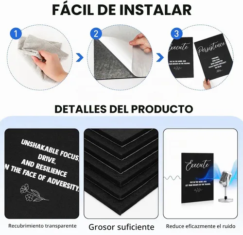 Vista 5 de Coume Paquete de 6 Paneles Acústicos de Arte 12" x 16" Inspiracionales Autoadhesivos Paneles de Pared Insonorizantes Motivacionales Decorativos