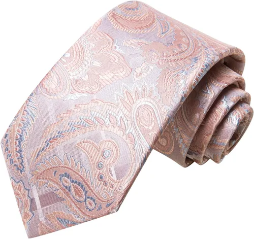 Vista 11 de Hi-Tie Corbatas de seda para hombre, diseño de cachemira a rayas, con bolsillo, gemelos cuadrados, conjunto formal de negocios