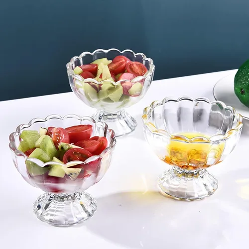 Vista 6 de Tazón de postre para helado, juego de 6, 6oz de cristal vintage con base pesada, taza para helado, fruta, postre, aperitivo, condimento (6)