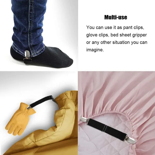 Vista 28 de Boncas Clips elásticos ajustables mejorados para botas, clips para pantalones, estribos, correas para piernas que mantienen tus pantalones metidos