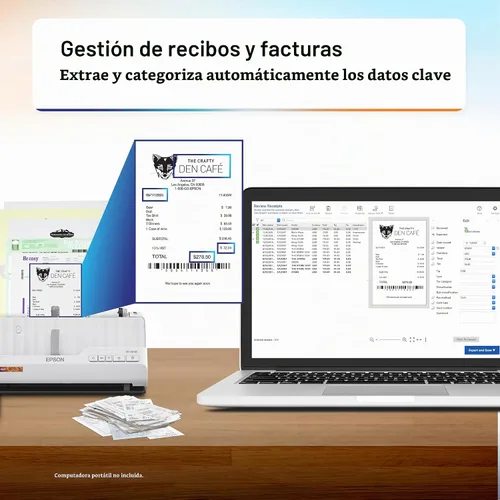 Vista 4 de Epson RapidReceipt RR-400W Wireless Business Scanner Recibo Organización de Recibos ScanSmart AI PRO Technology - Alimentador automático de 20