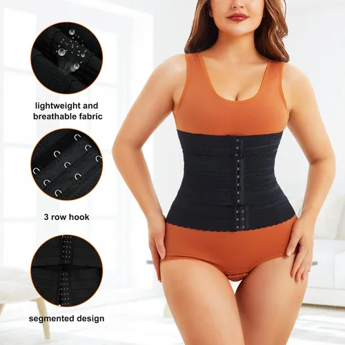 Vista 5 de Entrenador de cintura segmentado para mujer, faja moldeadora de cintura con control de abdomen, faja moldeadora de cuerpo