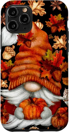Vista 28 de iPhone 13 Lindo gnomo de Acción de Gracias calabaza otoño árbol otoño hojas caso