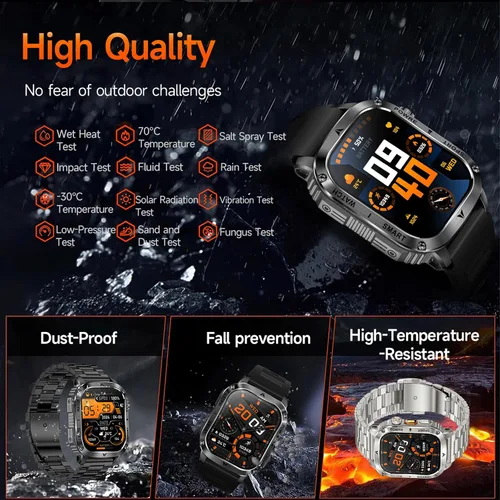 Vista 2 de Yihou Relojes inteligentes para hombres, relojes militares, monitor de salud con monitor de frecuencia cardíaca, rastreador de sueño, reloj