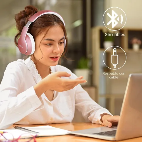 Vista 5 de JOMILIN B9 - Auriculares Bluetooth sobre la oreja, 3 modos de EQ musical y 50 horas de reproducción, auriculares inalámbricos con micrófono, estéreo