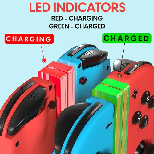Vista 4 de TALK WORKS Charging Dock Station Compatible with Nintendo Switch Joy-Con + OLED - Charger Base, Remote Accessories Docking Station for 4 Controllers