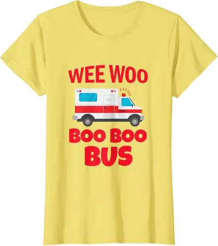 Vista 28 de Wee Woo Boo Boo Bus First Responder - Camiseta divertida de ambulancia, Negro, S