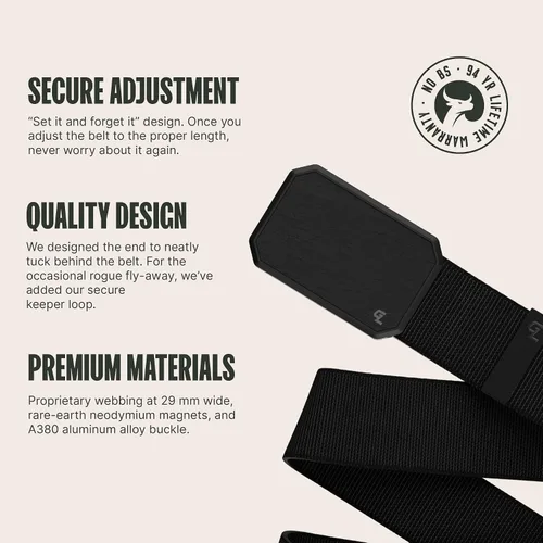 Vista 2 de Groove Life - Cinturón de nailon elástico para hombre con hebilla magnética de aluminio