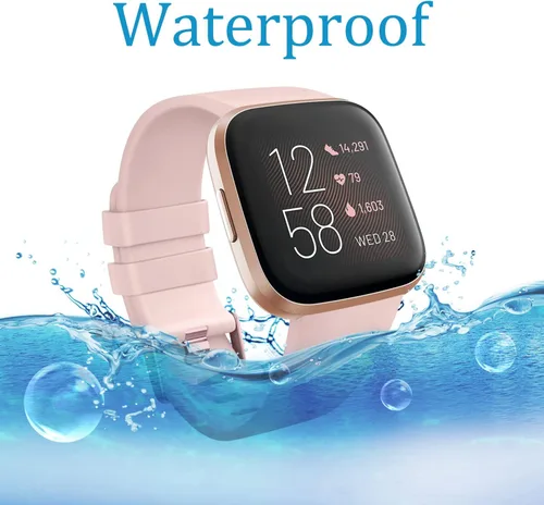 Vista 4 de Meliya Correas compatibles con Fitbit Versa/Versa 2 / Versa Lite/Versa SE Classic Correa deportiva de silicona suave para mujeres y hombres Rosado