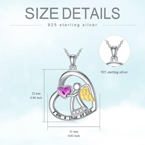Vista 4 de AOBOCO Collar de plata de ley 925 con ángel guardián, joyería de cumpleaños para mujeres y ella