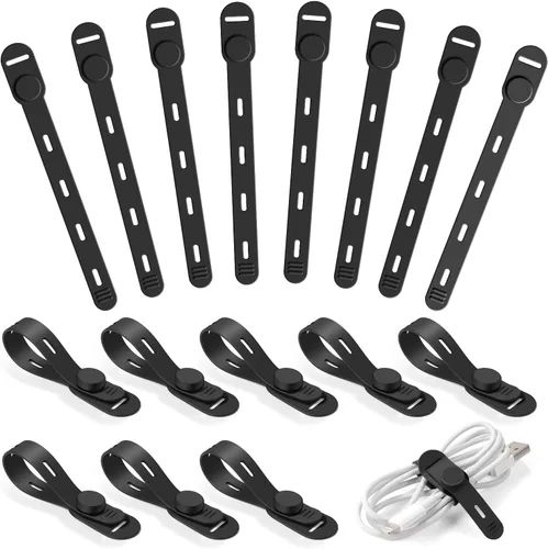 Vista 12 de Kit organizador de cables de 48 piezas, bridas de silicona reutilizables, clips adhesivos fuertes para gestión de cables, gestión de cables