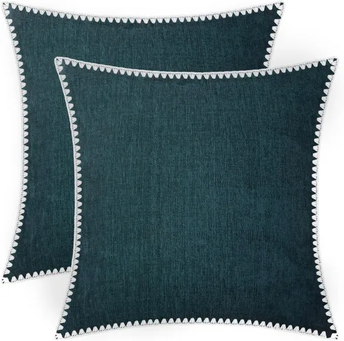 Vista 48 de BRAWARM Fundas de almohada 40x40 cm - Paquete de 2 fundas de almohada de chenilla negra, fundas de almohada de chenilla suave teñida sólida