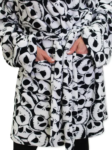 Vista 3 de The Nightmare Before Christmas - Bata de vellón con capucha para adultos Jack Skellington