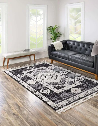 Vista 4 de Unique Loom Cherokee Collection - Alfombra rectangular de 2 x 3 pies 1 pulgada, gris fósil/marfil
