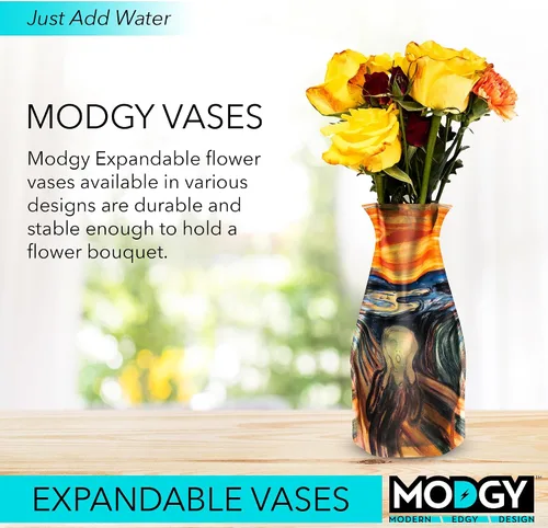 Vista 2 de MODGY Florero plegable y expandible de plástico, centros de mesa modernos, decoración de mesa de comedor, sala de estar, baño, oficina, Edvard