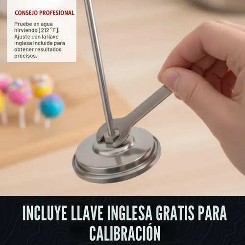 Vista 4 de Termómetro de caramelo con clip para olla - Termómetro de aceite para freír profundo para freír y fabricación de velas - Negro
