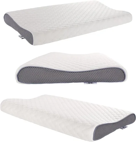 Vista 4 de SUQ I OME Slim Sleeper-Thin Memory Foam Pillow, de perfil delgado y bajo, para dormir boca abajo, 23.6 x 13.7 x 2.4/1.9 pulgadas, firme