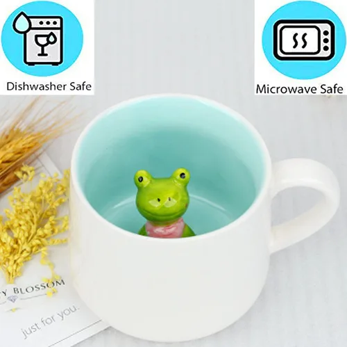 Vista 4 de Taza de café divertida de cerámica con caricatura 3D