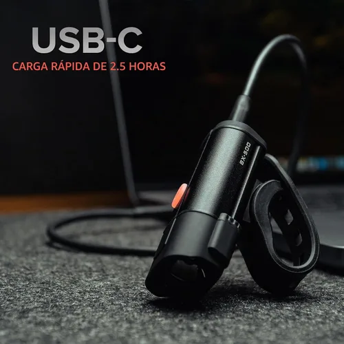 Vista 5 de BX-500 Powerful USB-C Bike Lights Front & Back – New 500 Lumens LED - Bicycle Headlight & Taillight Set – USBC Rechargeable – Waterproof - Safety