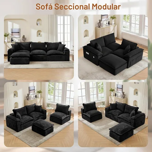 Vista 6 de Korser Sofás seccionales de 108 pulgadas para sala de estar, sofá modular sin hueso con asiento profundo y cojín esponjoso, acogedor sofá acolchado