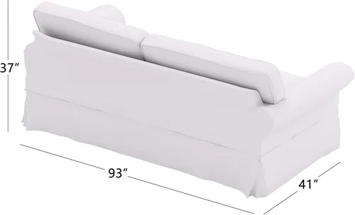 Vista 5 de La funda de sofá de algodón solo se adapta al sofá Pottery Barn PB Comfort Grand Roll Arm (borde de caja beige)