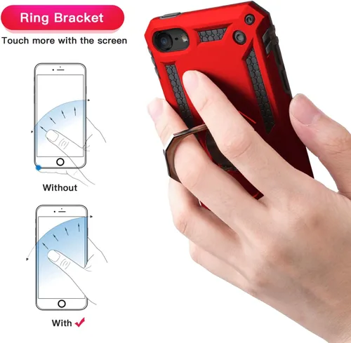 Vista 5 de IDweel Funda para iPod Touch 7, para iPod Touch 6 con soporte para automóvil, funda protectora híbrida resistente a prueba de golpes con soporte
