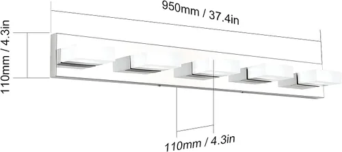 Vista 6 de Aipsun Moderna lámpara de tocador de baño cromada LED para baño, acero inoxidable, 5 luces, iluminación de pared de baño, 6000 K