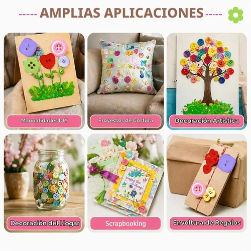 Vista 6 de Alrededor de 1000-1200 botones de resina de varios tamaños para manualidades, costura, bricolaje, pintura manual de botones, botones de adorno